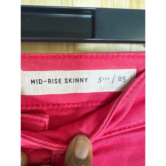 Anthropologie Pilcro Mid Rise Skinny Jeans Size 25 NWT Reddish Pink Denim Jeans - Picture 7 of 8